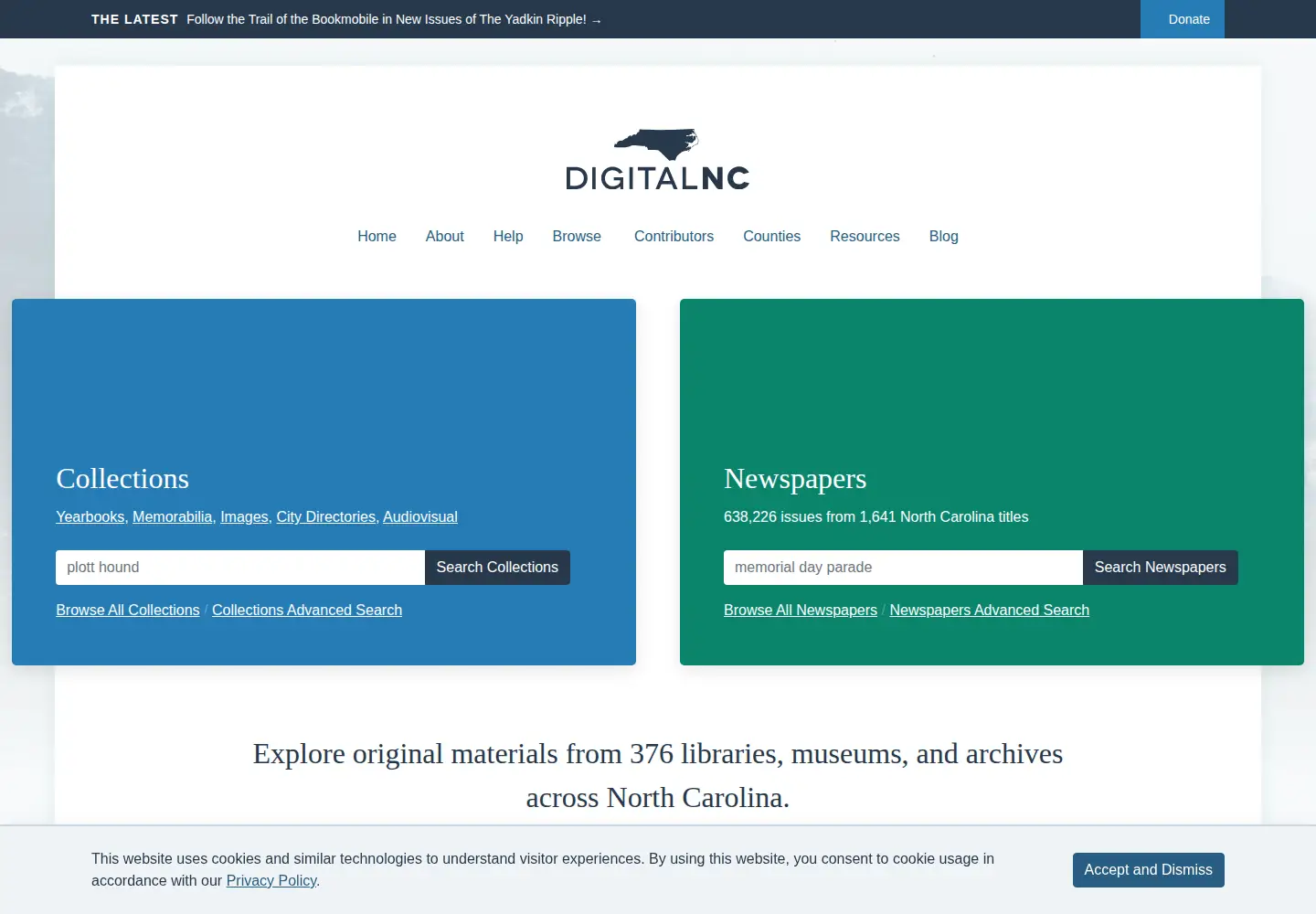 Screenshot of digitalnc.org