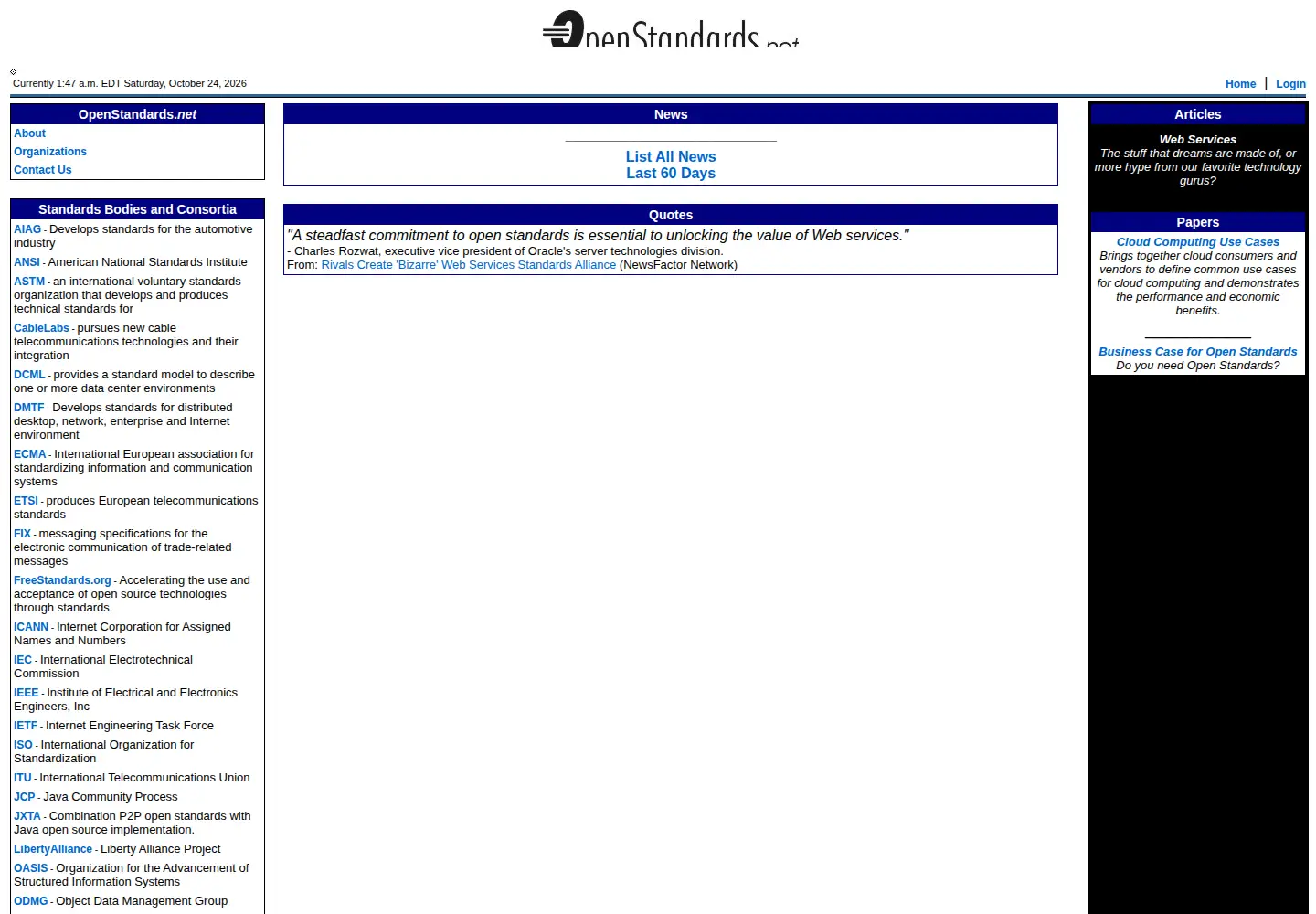 Captured homepage of openstandards.net in the current scan