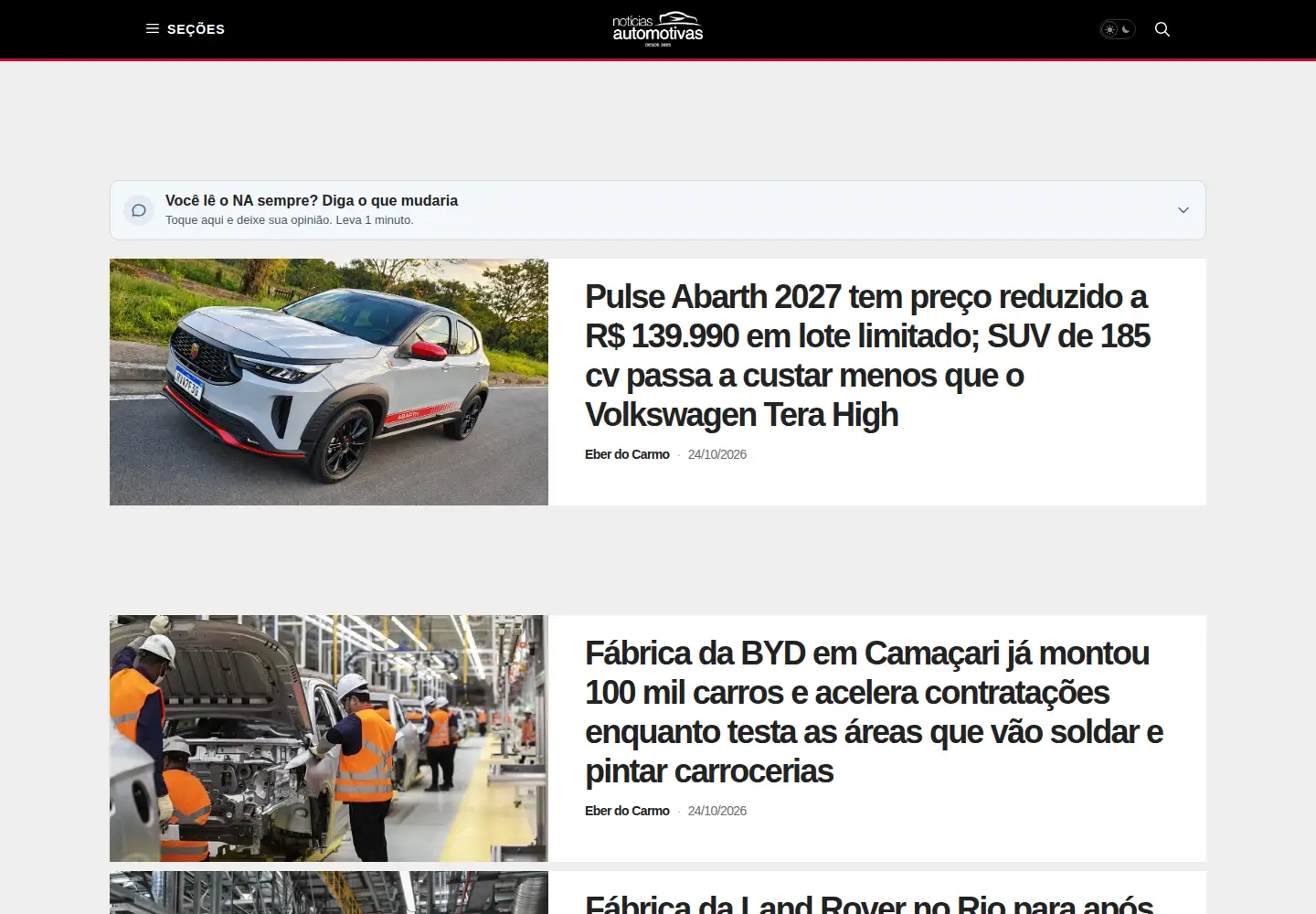 Screenshot of noticiasautomotivas.com.br