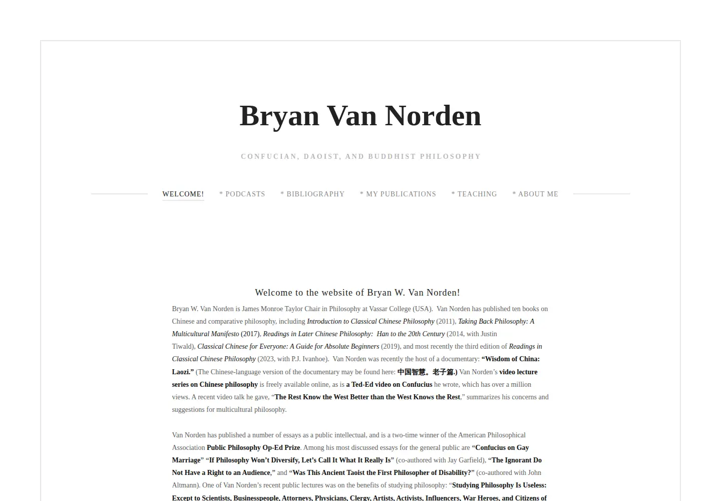 Captured homepage of bryanvannorden.com in the current scan