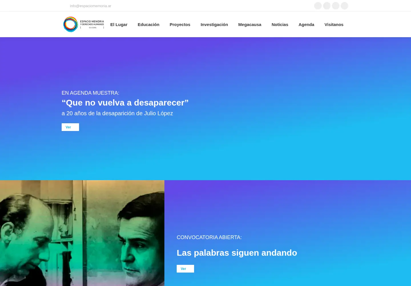 Captured homepage of espaciomemoria.ar in the current scan