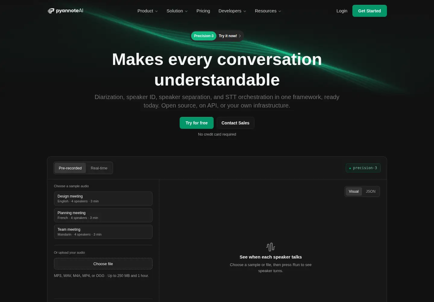 Screenshot of pyannote.ai