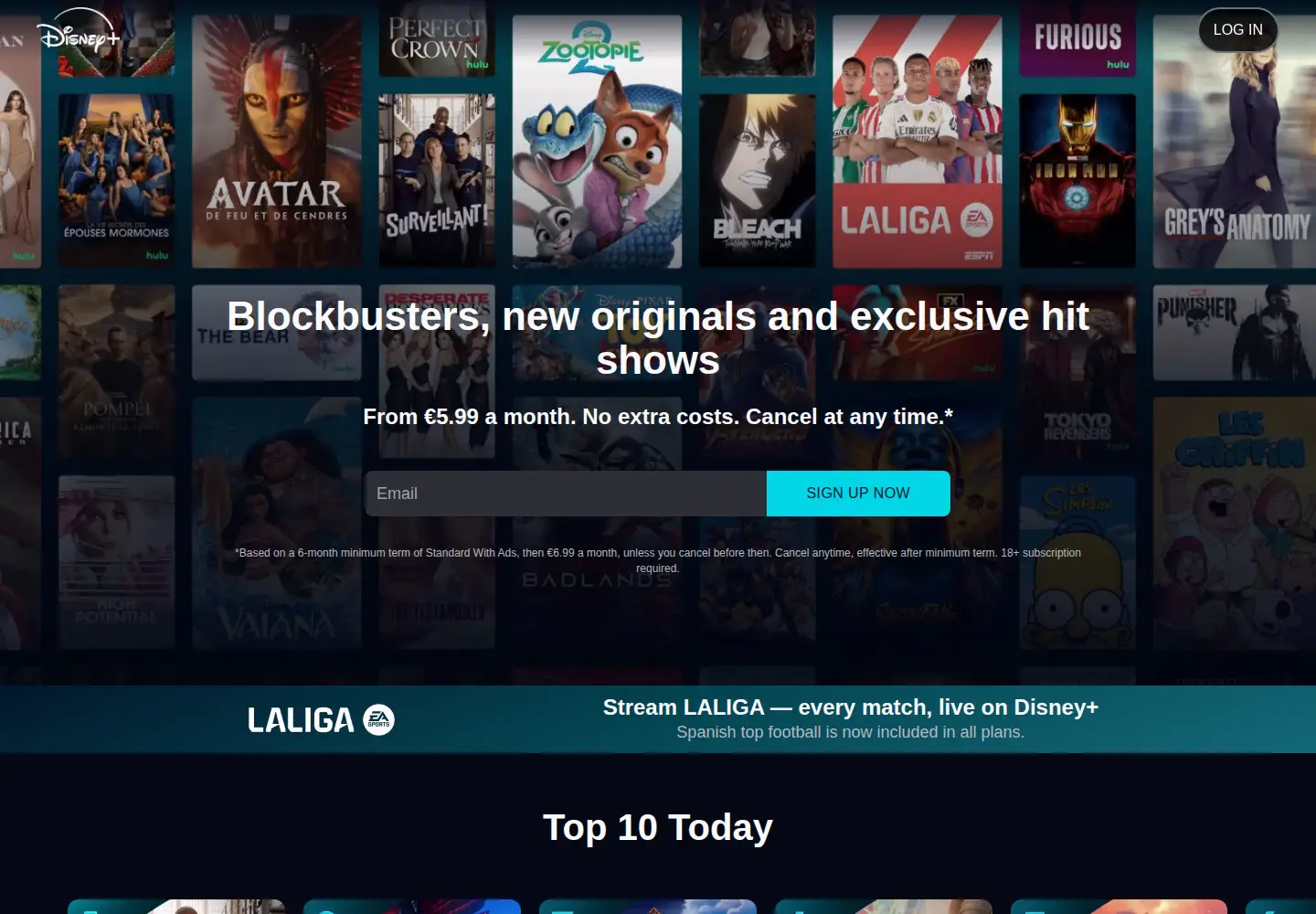 Screenshot of disneyplus.com