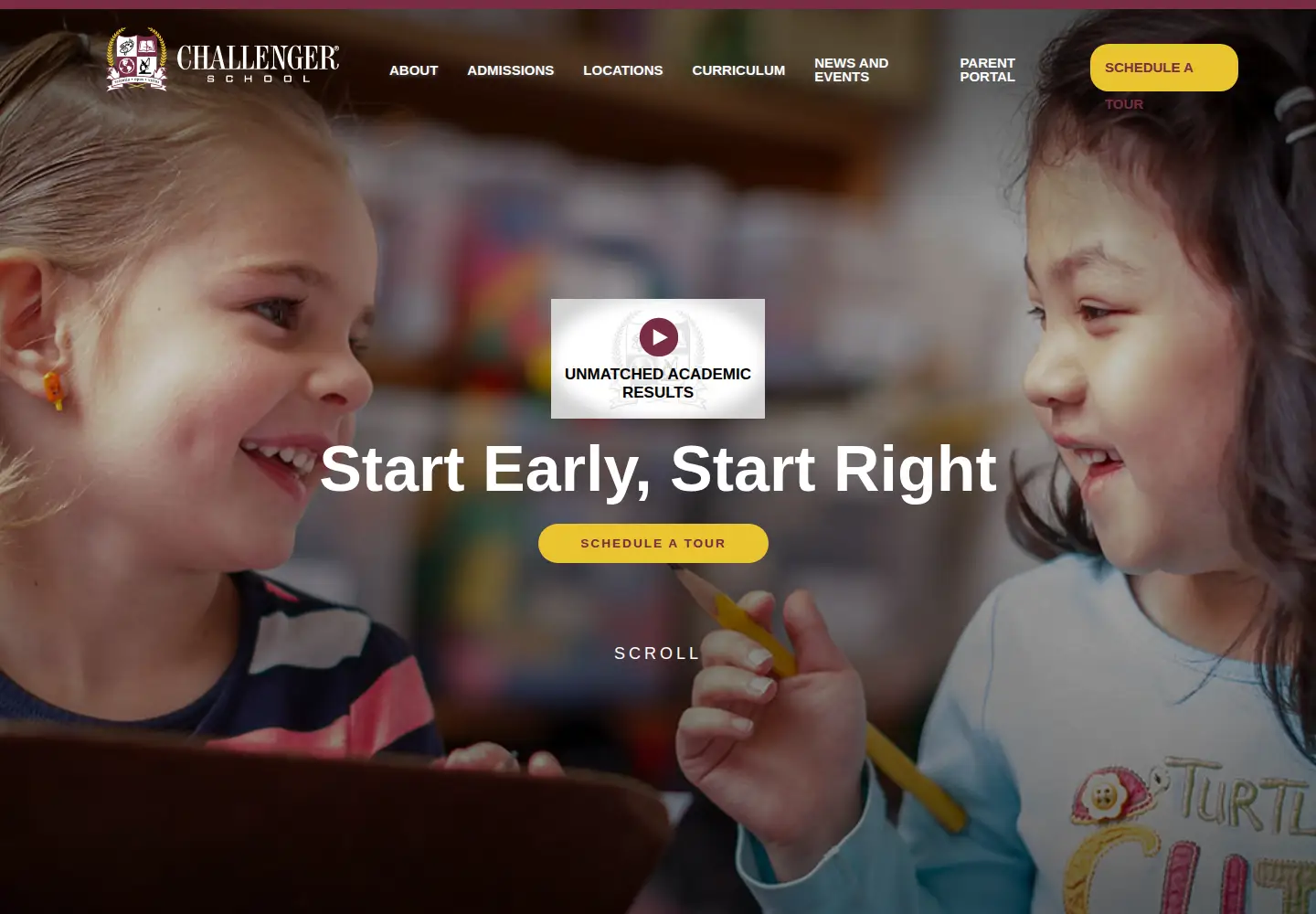 Captured homepage of challengerschool.com in the current scan