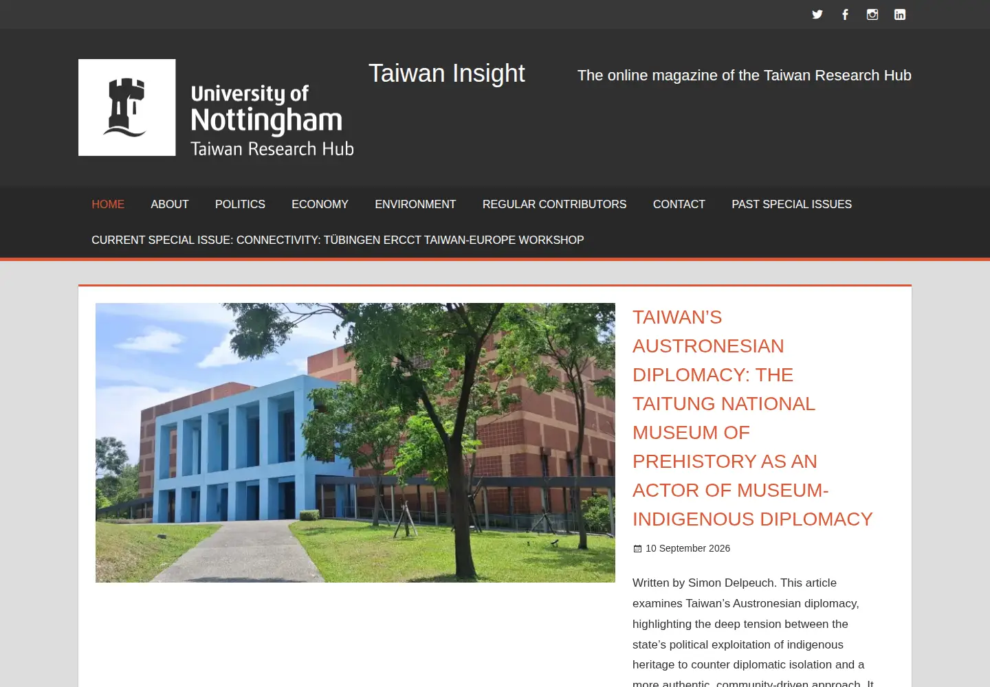 Captured homepage of taiwaninsight.org in the current scan