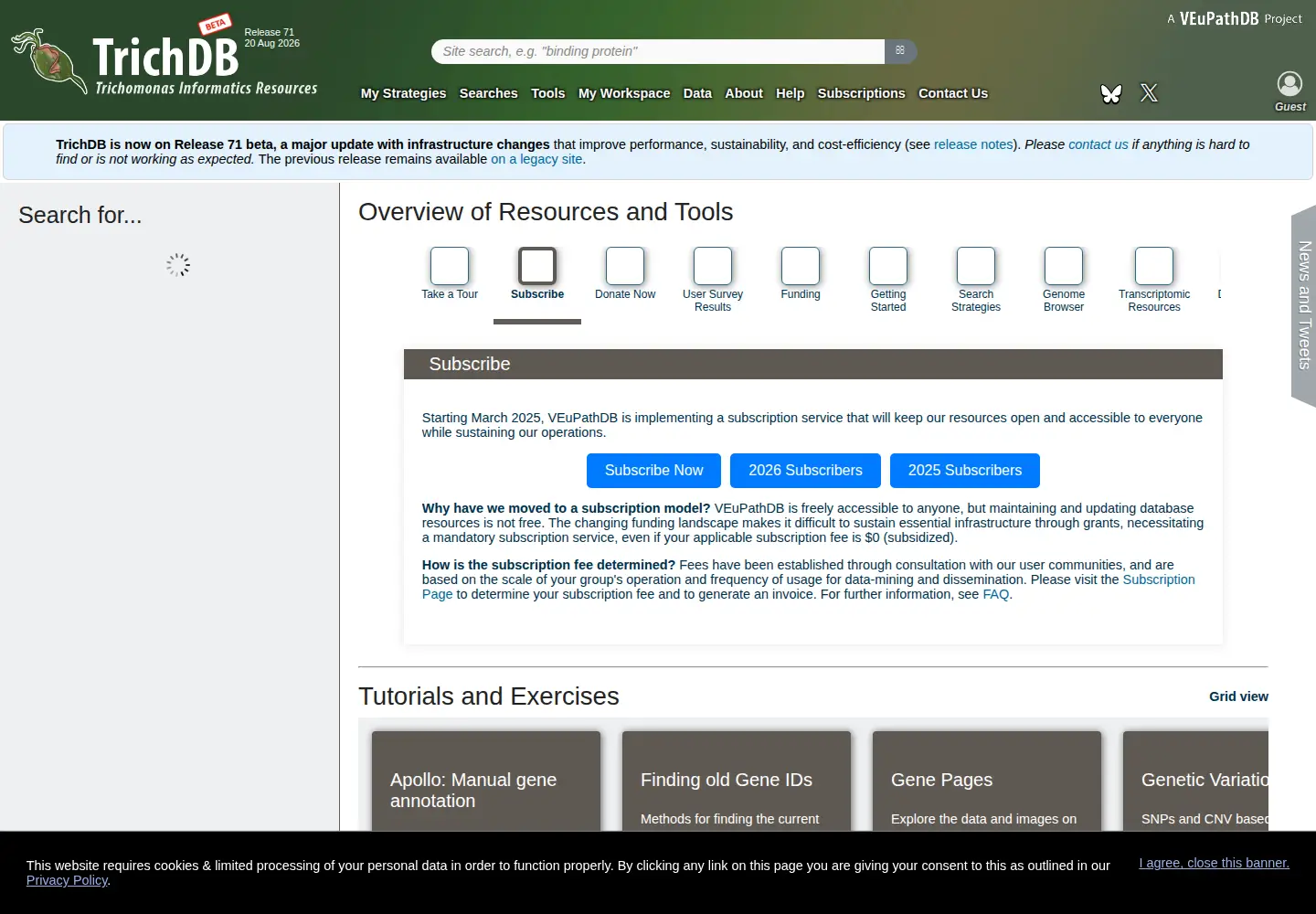 Captured homepage of trichdb.org in the current scan