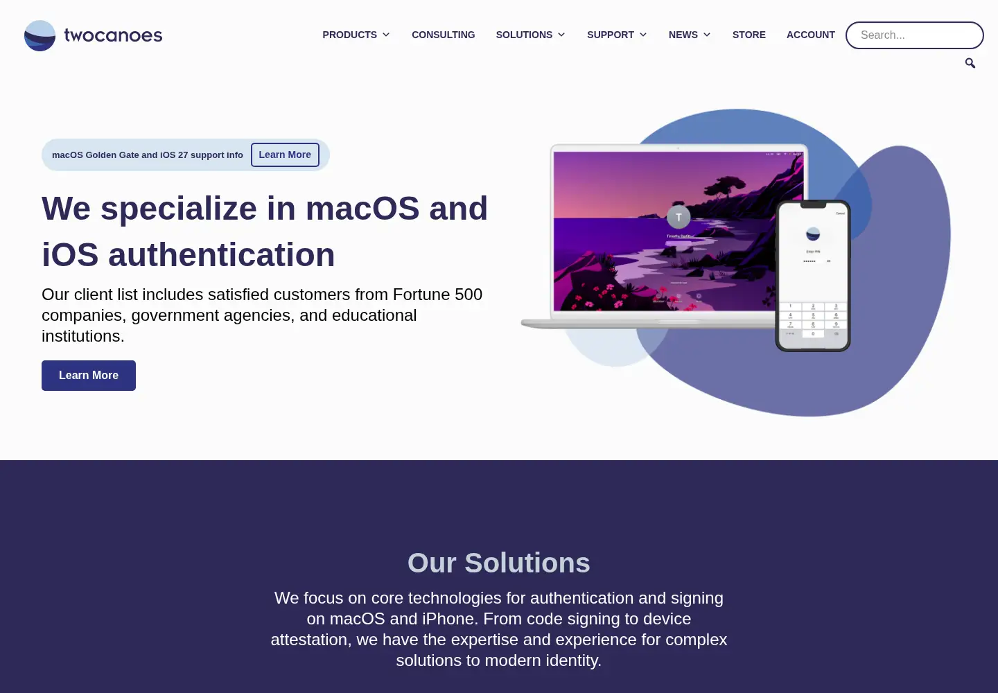 Screenshot of twocanoes.com