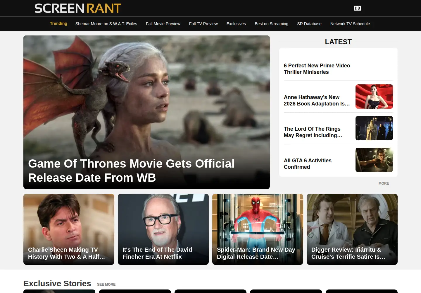 Screenshot of screenrant.com