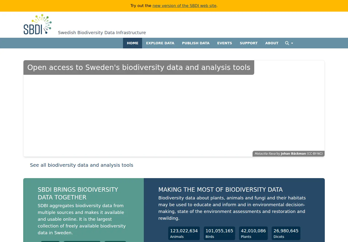 Screenshot of biodiversitydata.se