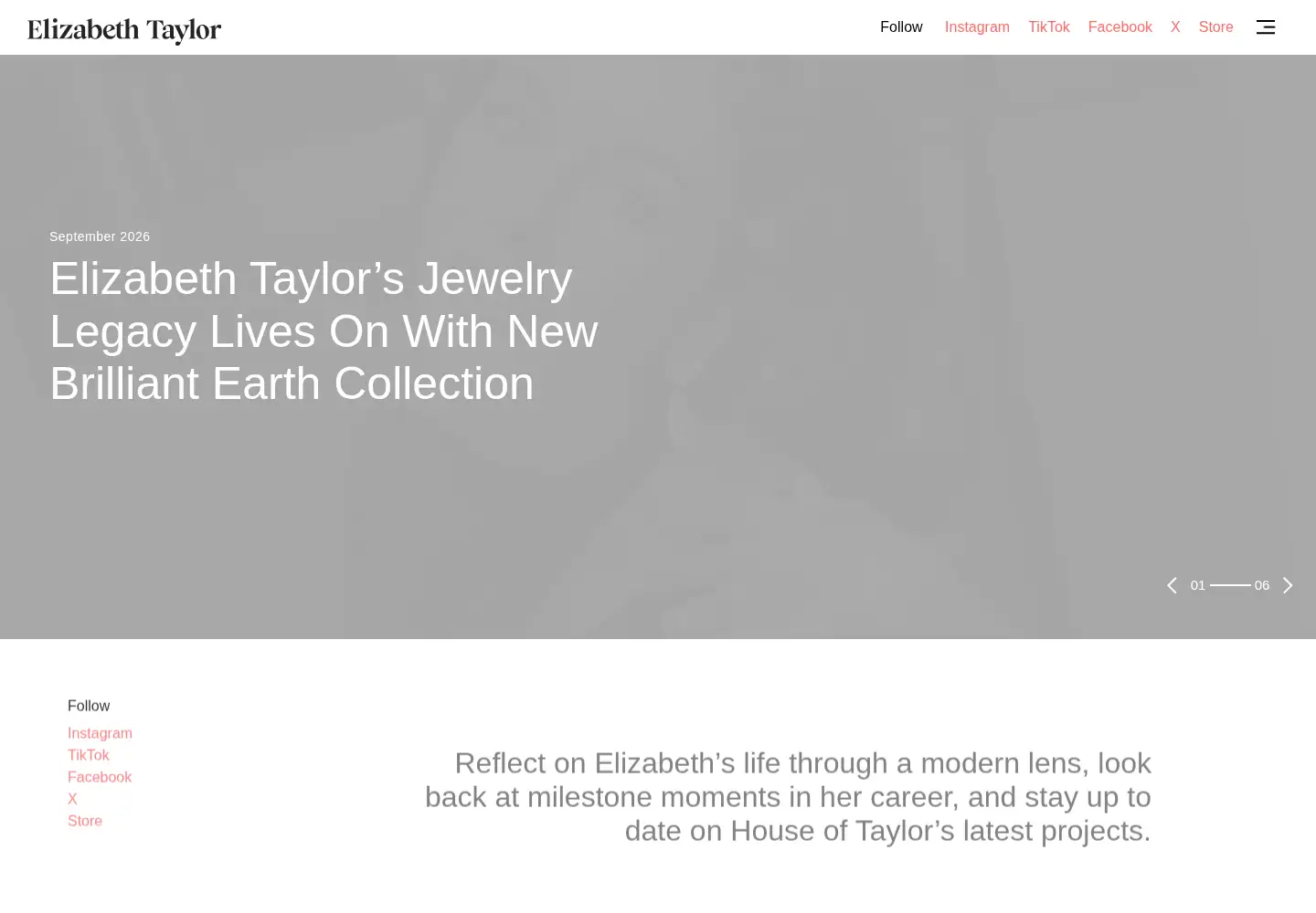 Screenshot of elizabethtaylor.com