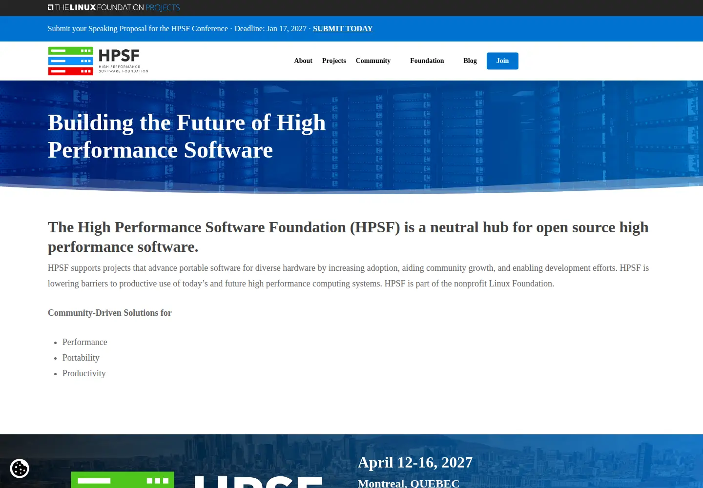 Screenshot of hpsf.io