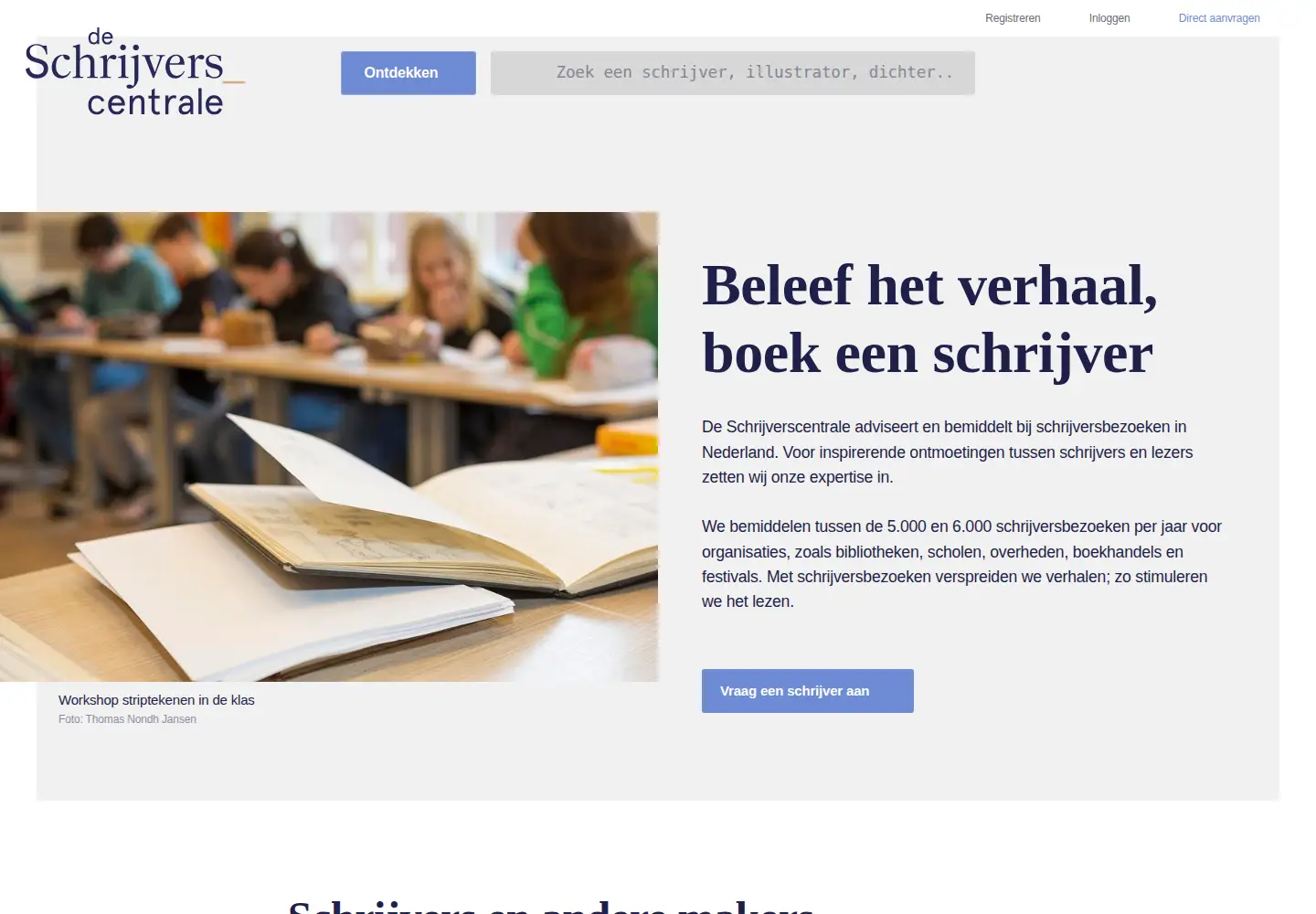 Screenshot of deschrijverscentrale.nl