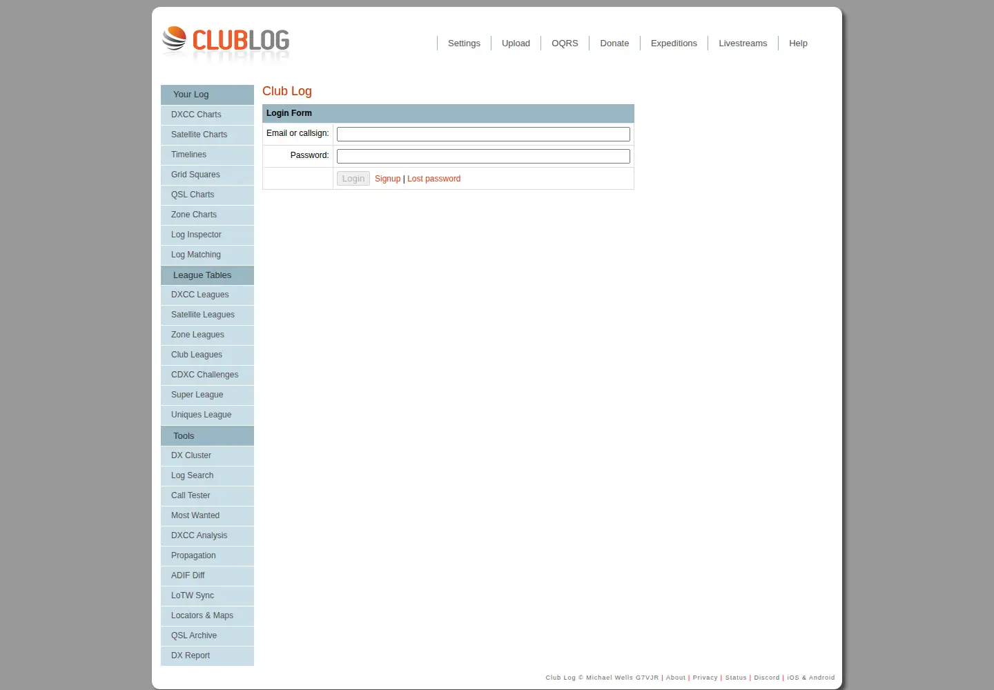 Screenshot of clublog.org