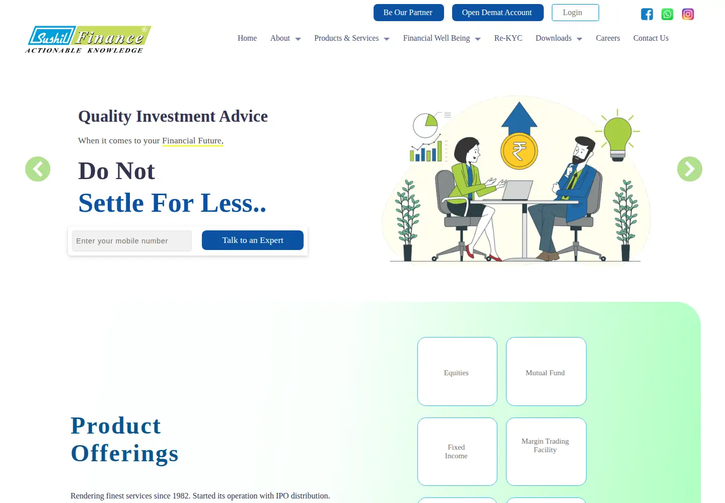 Screenshot of sushilfinance.com