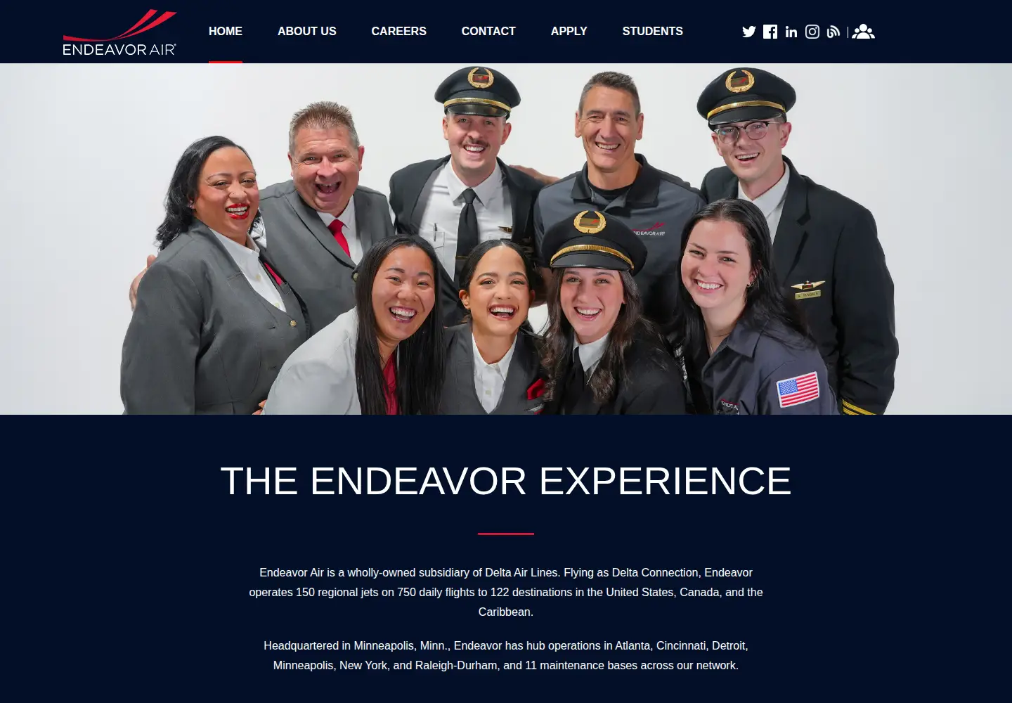 Screenshot of endeavorair.com