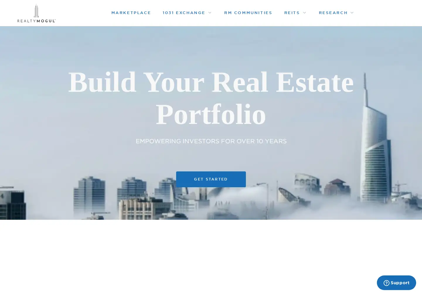 Captured homepage of realtymogul.com in the current scan