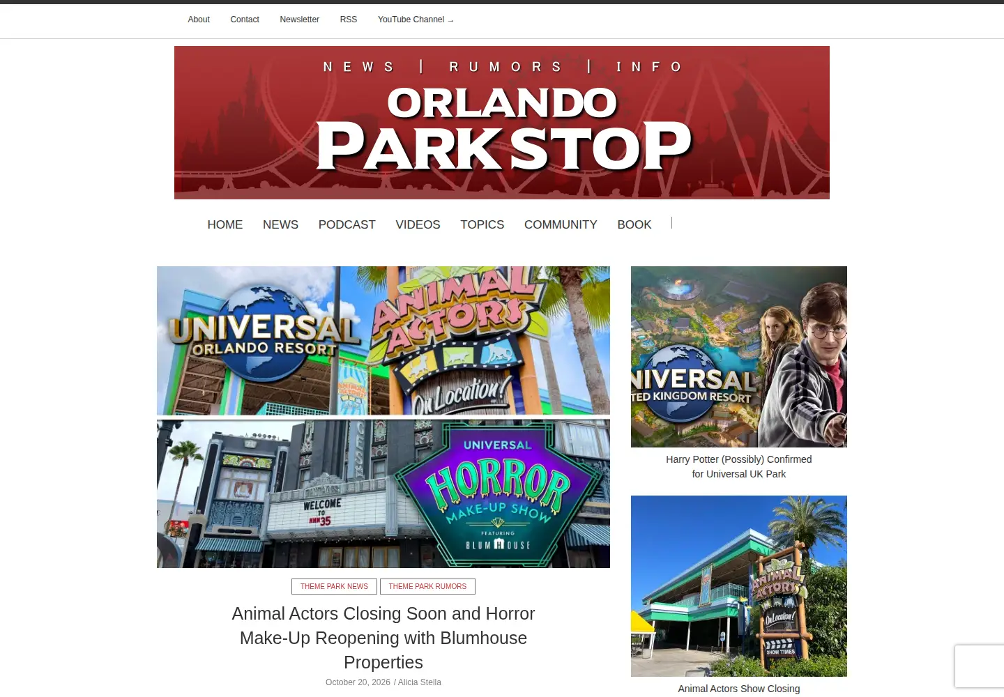 Screenshot of orlandoparkstop.com