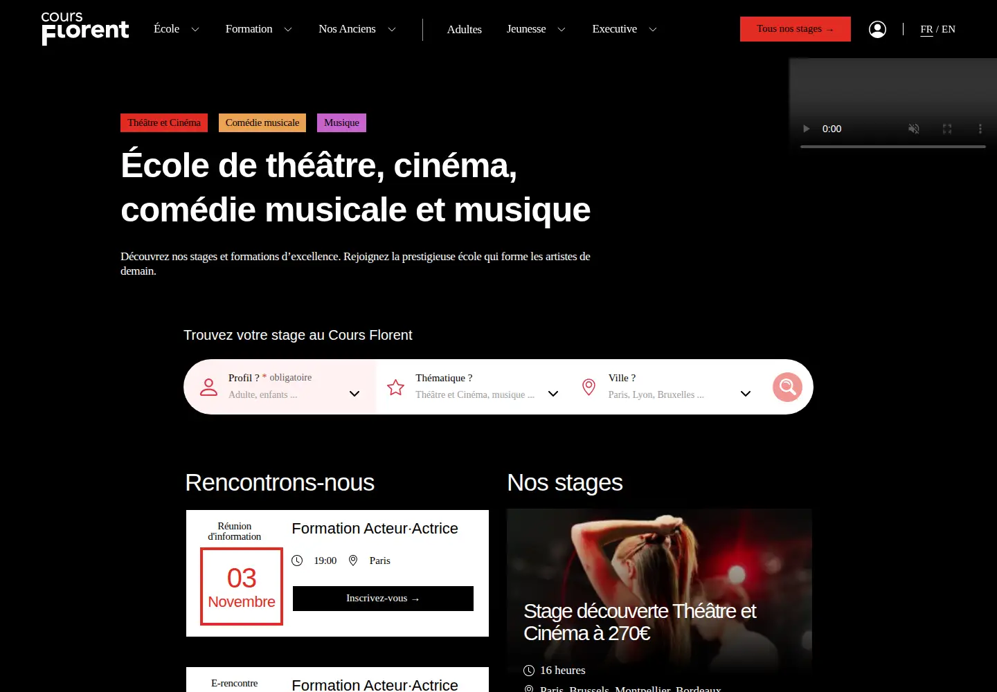 Captured homepage of coursflorent.fr in the current scan