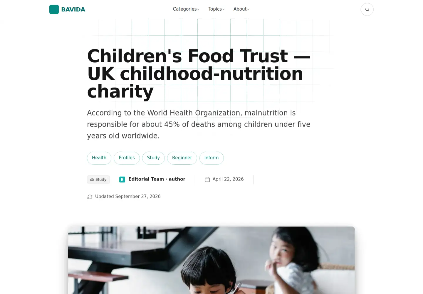 Captured homepage of childrensfoodtrust.org.uk in the current scan
