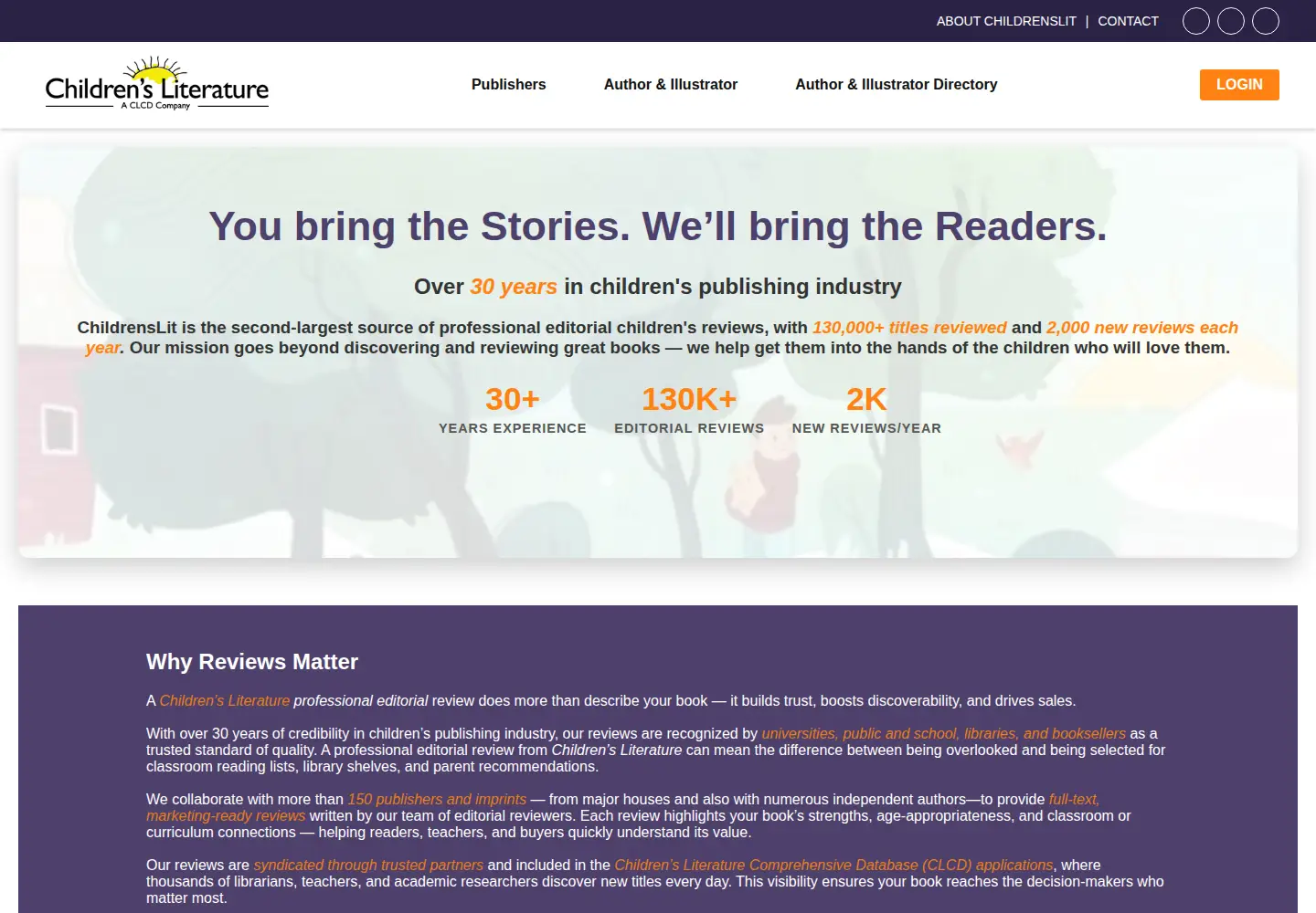 Captured homepage of childrenslit.com in the current scan