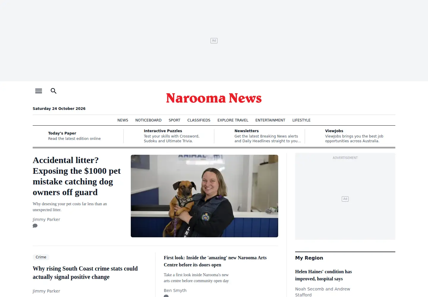 Screenshot of naroomanewsonline.com.au