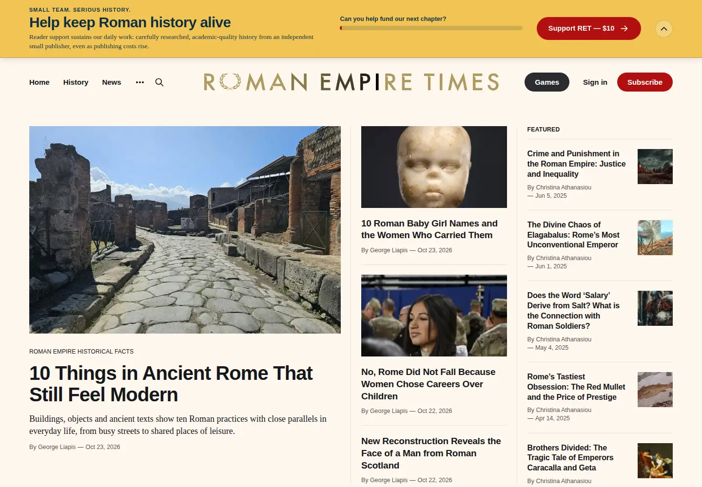 Screenshot of romanempiretimes.com