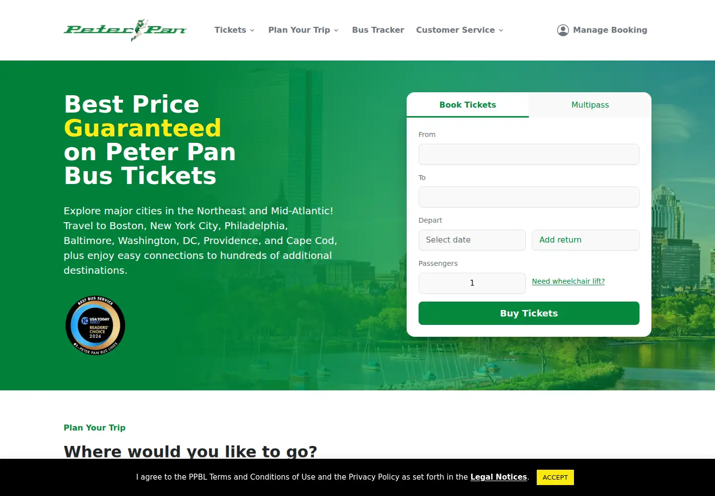 Screenshot of peterpanbus.com