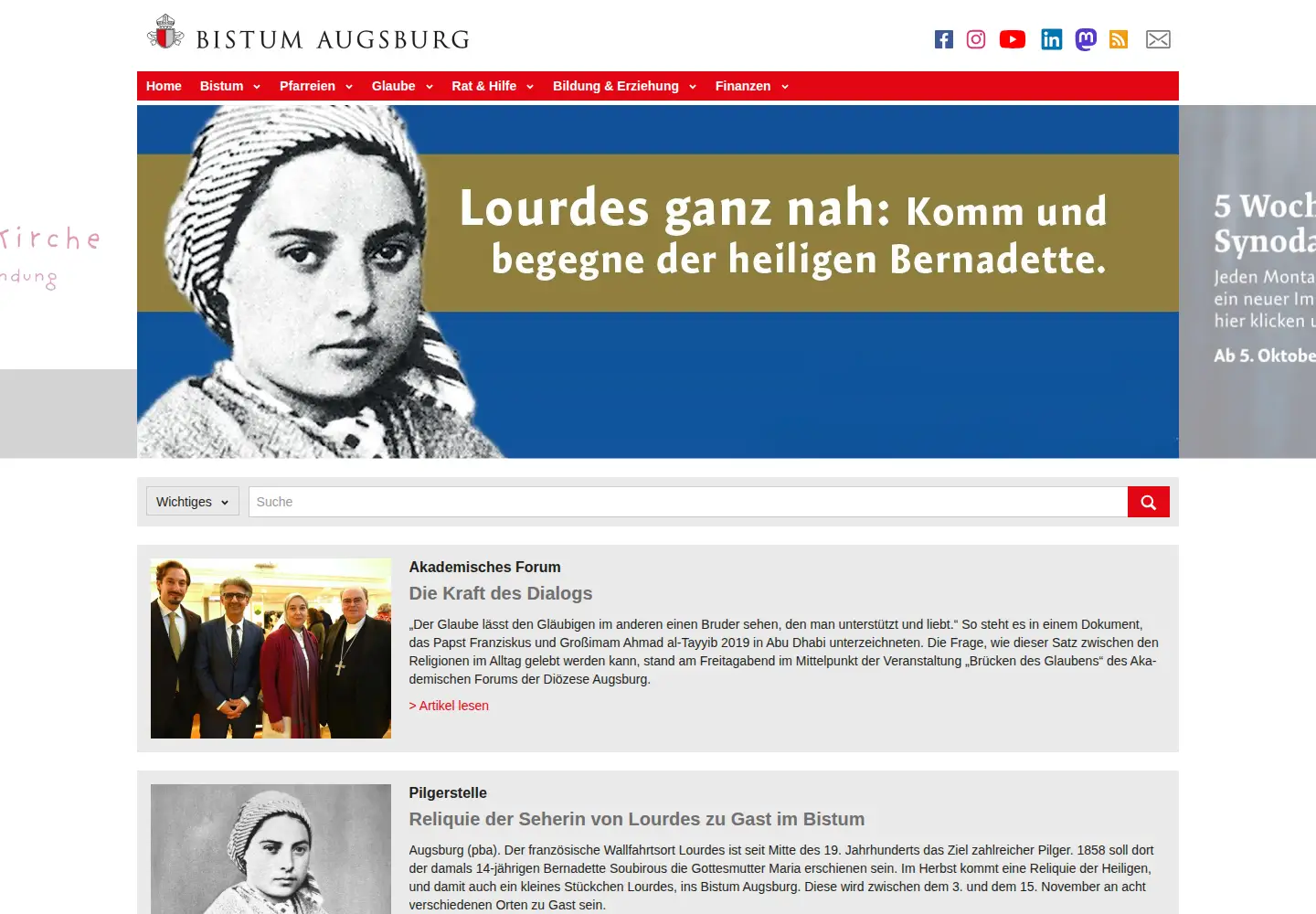 Screenshot of bistum-augsburg.de