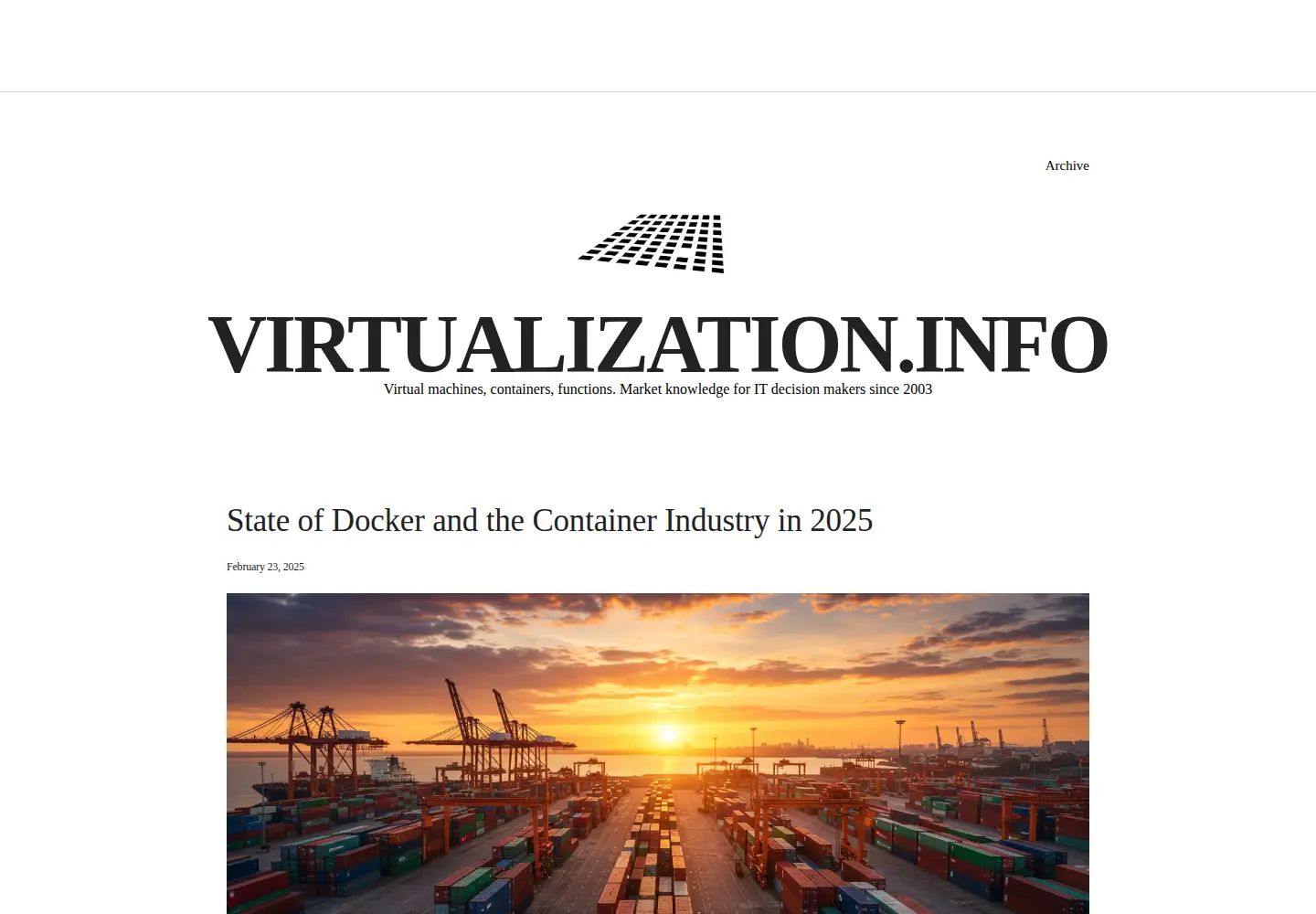 Captured homepage of virtualization.info in the current scan