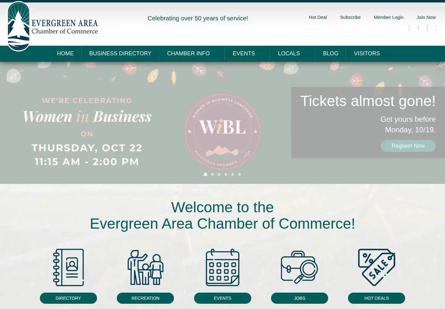 Screenshot of evergreenchamber.org