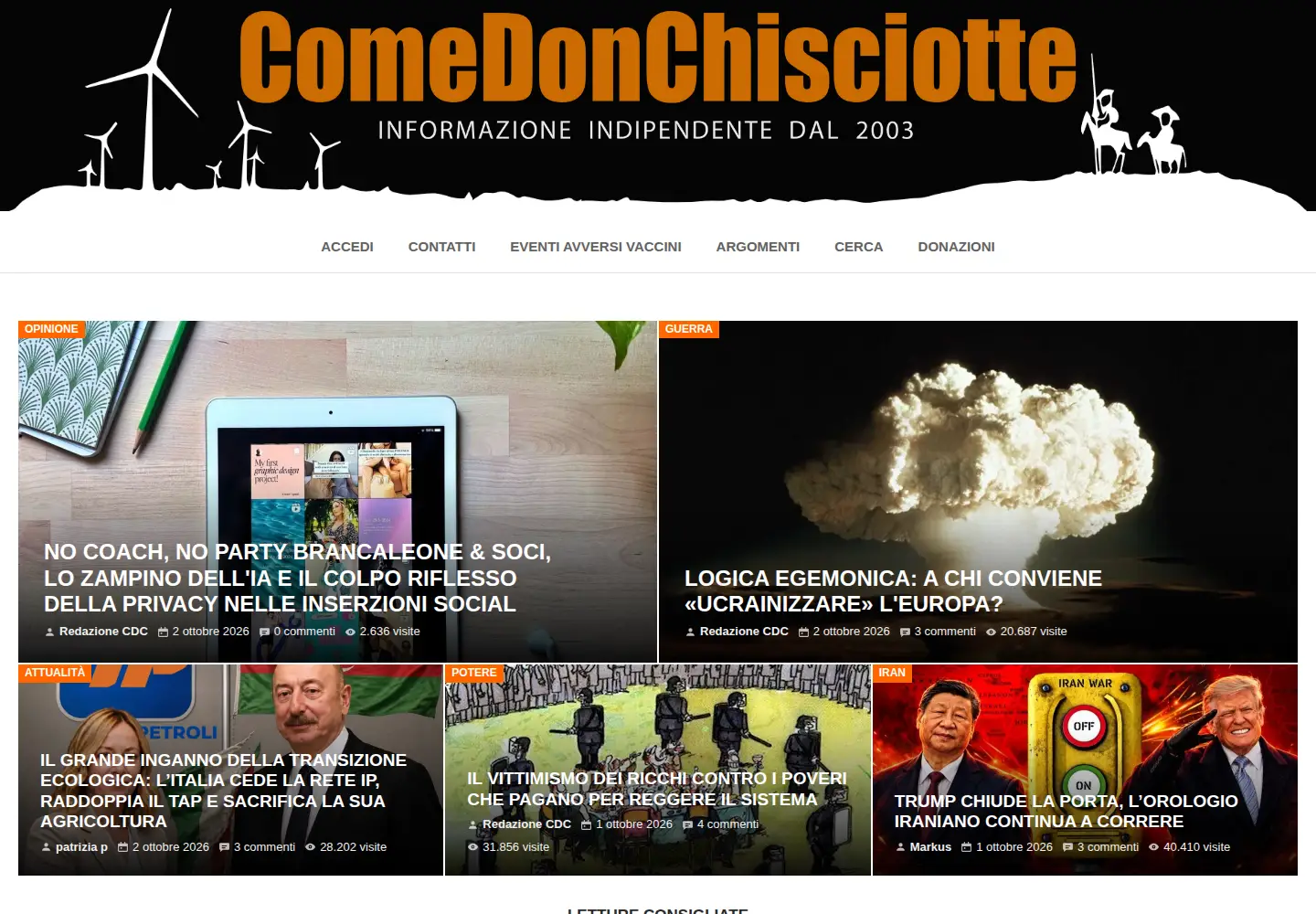 Screenshot of comedonchisciotte.org