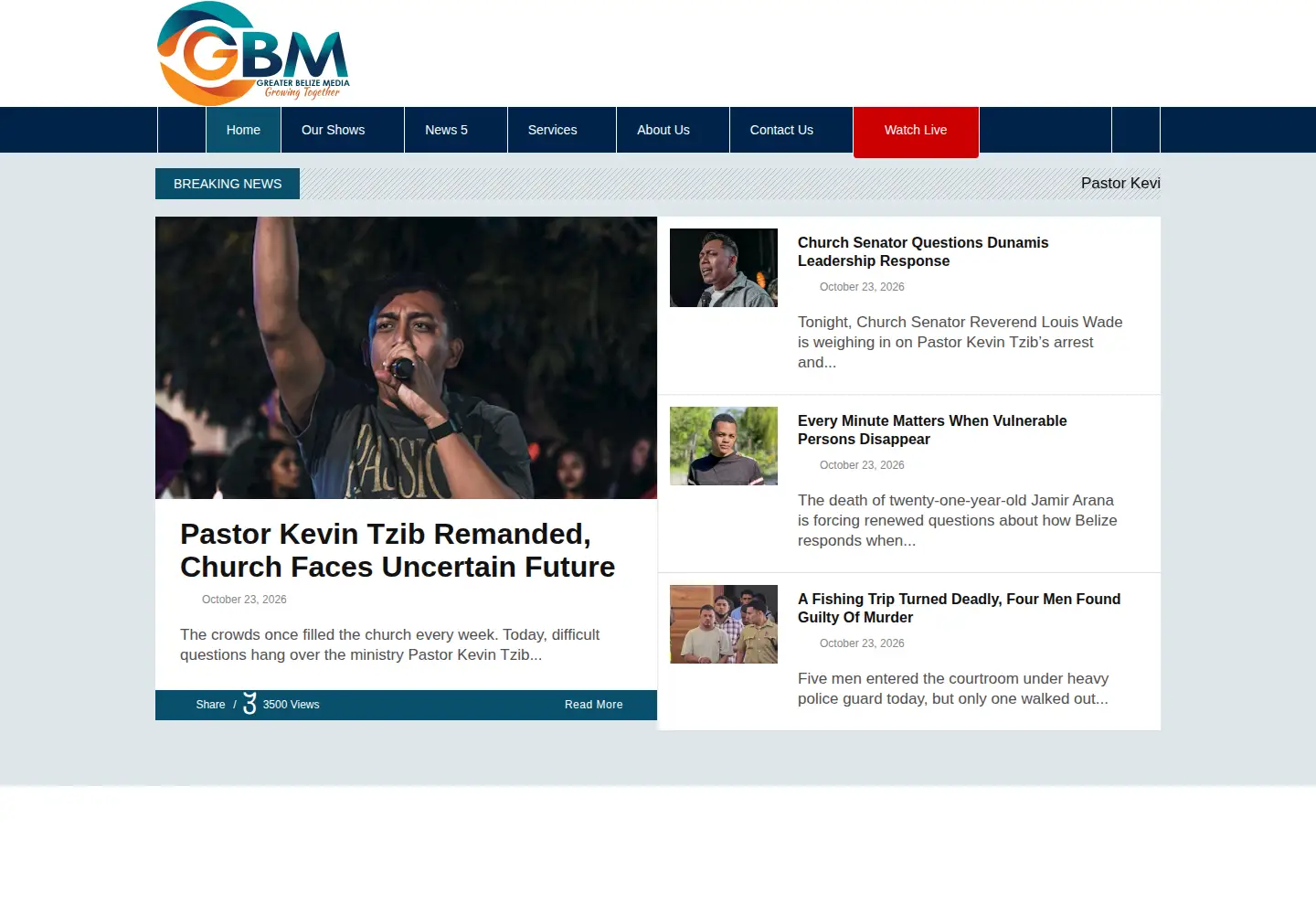 Captured homepage of greaterbelize.com in the current scan