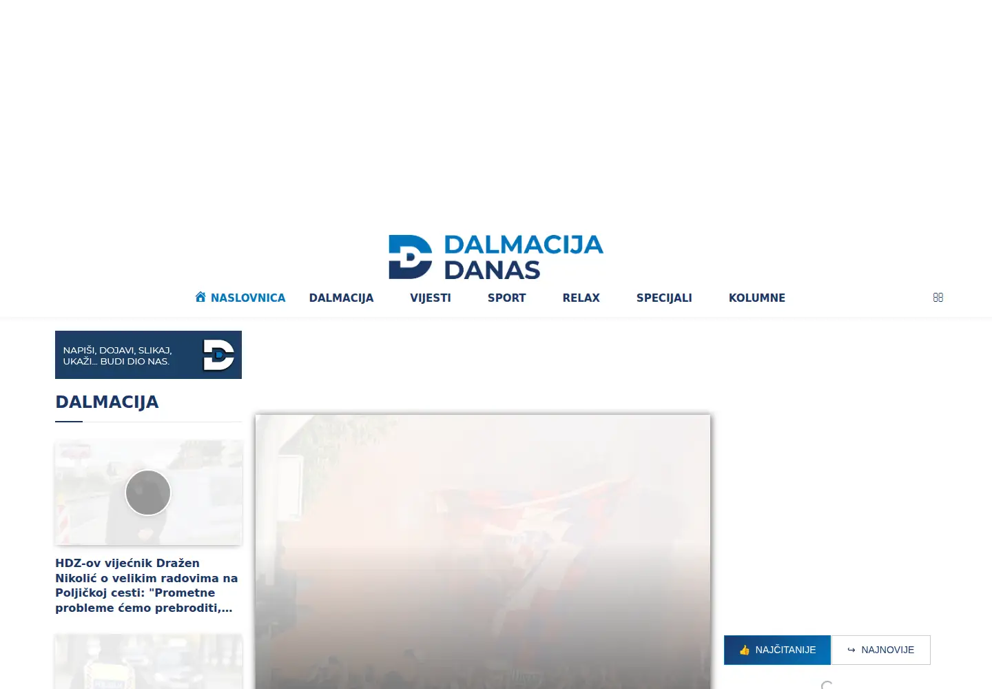 Captured homepage of dalmacijadanas.hr in the current scan