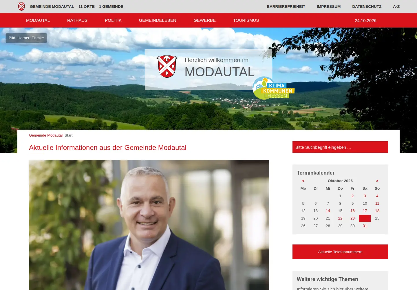 Captured homepage of modautal.de in the current scan