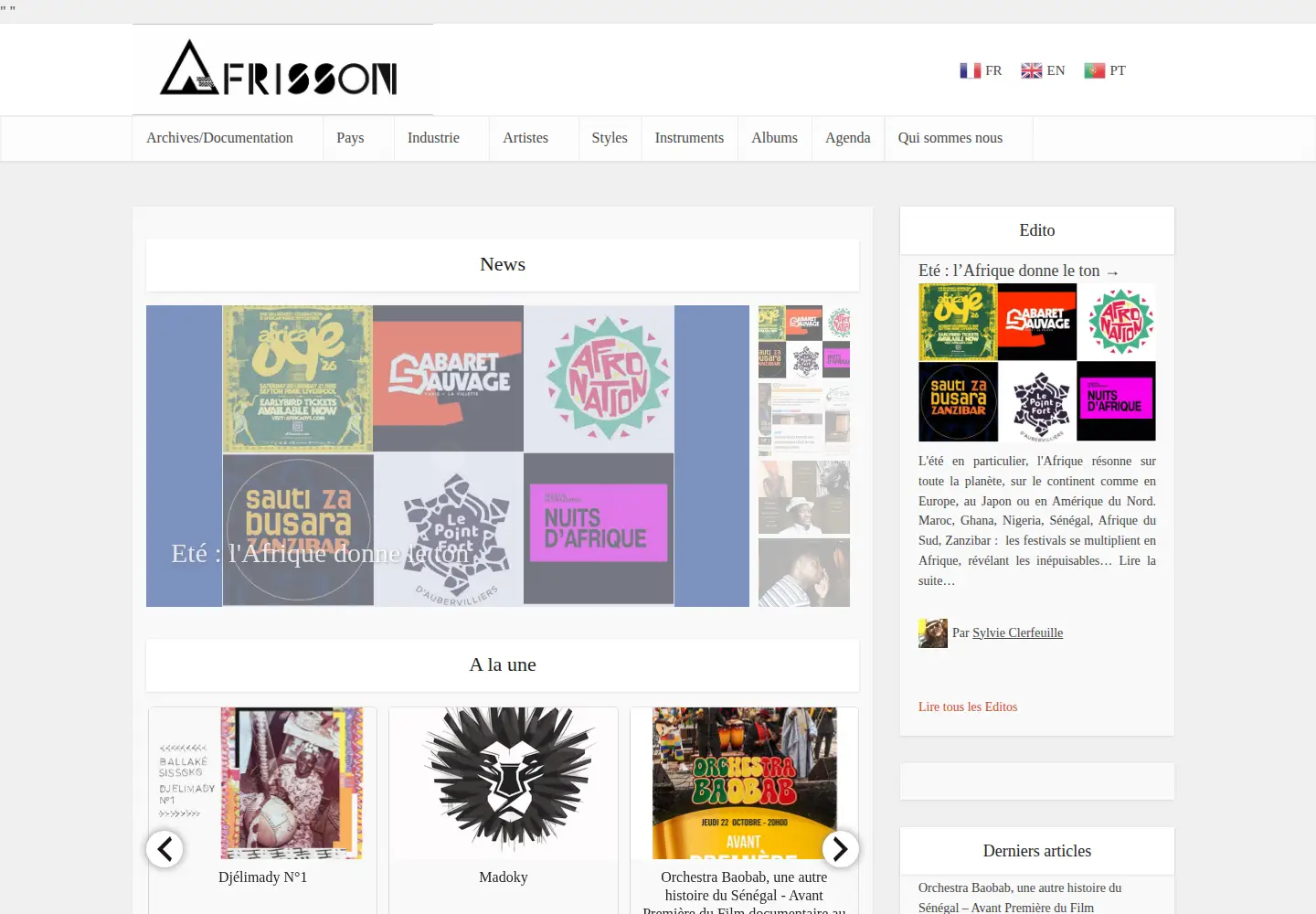 Captured homepage of afrisson.com in the current scan