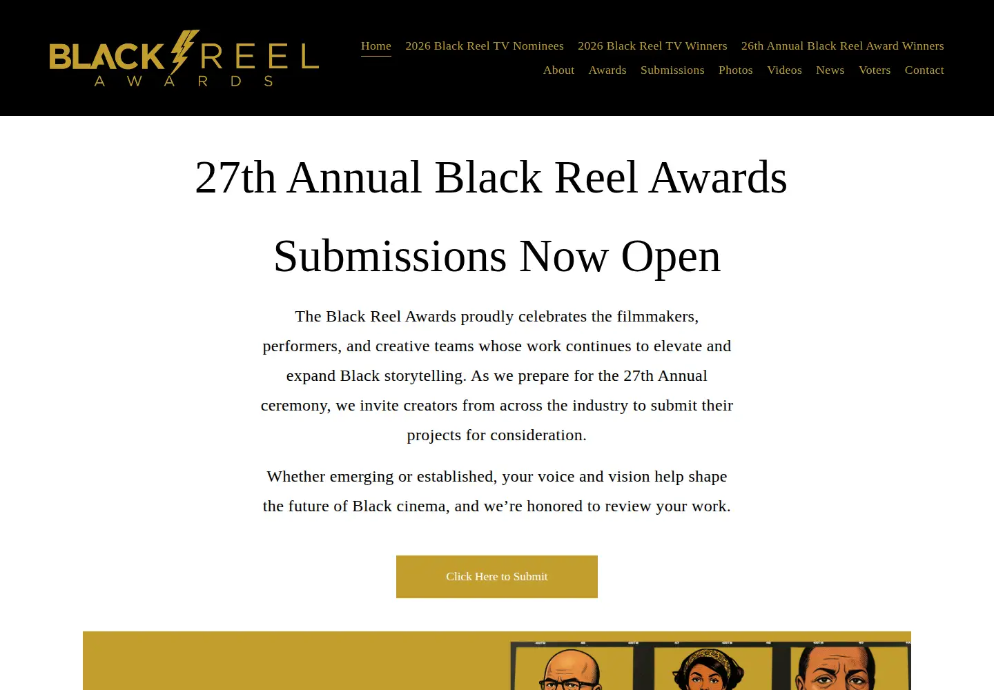 Screenshot of blackreelawards.com
