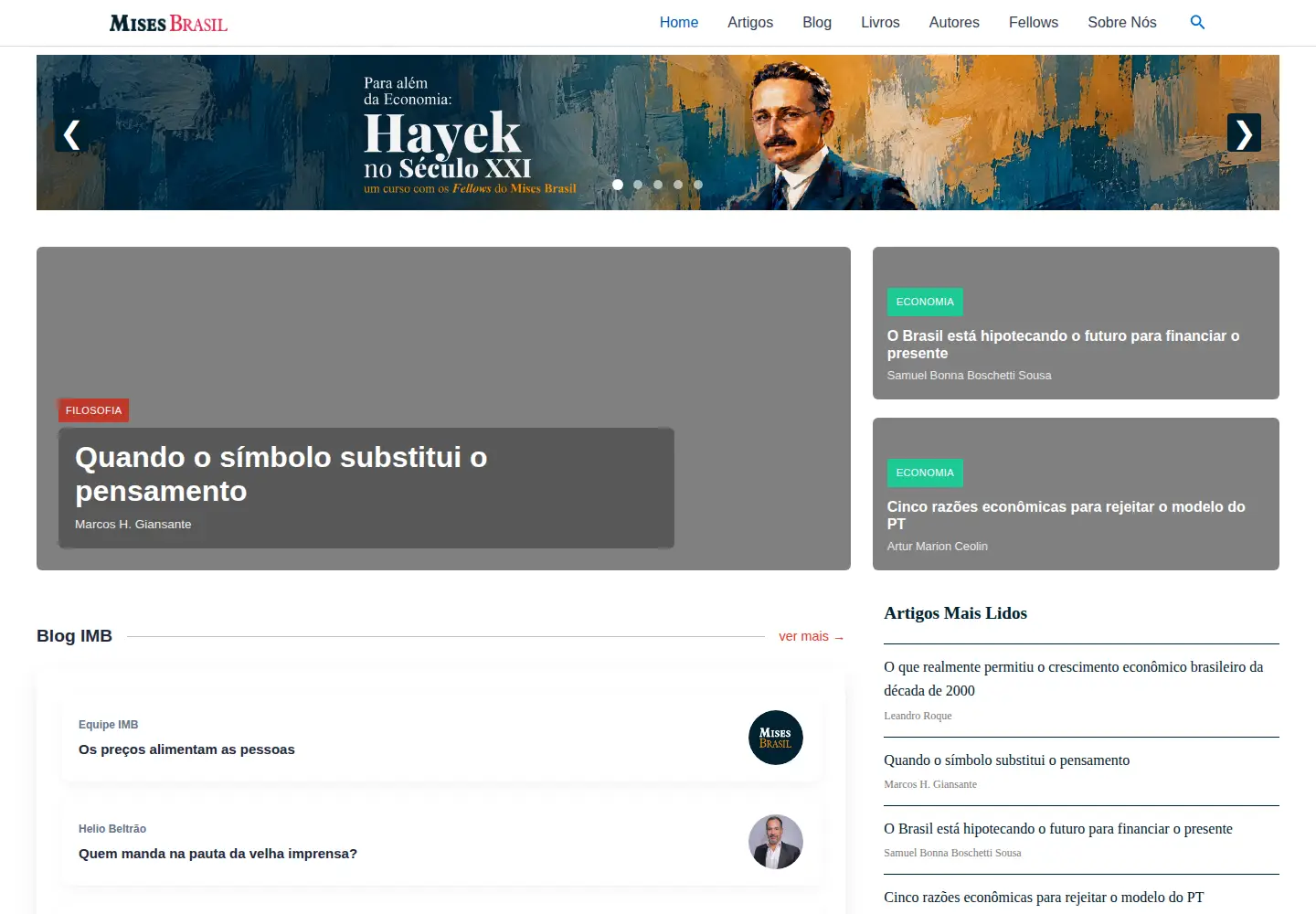 Captured homepage of mises.org.br in the current scan