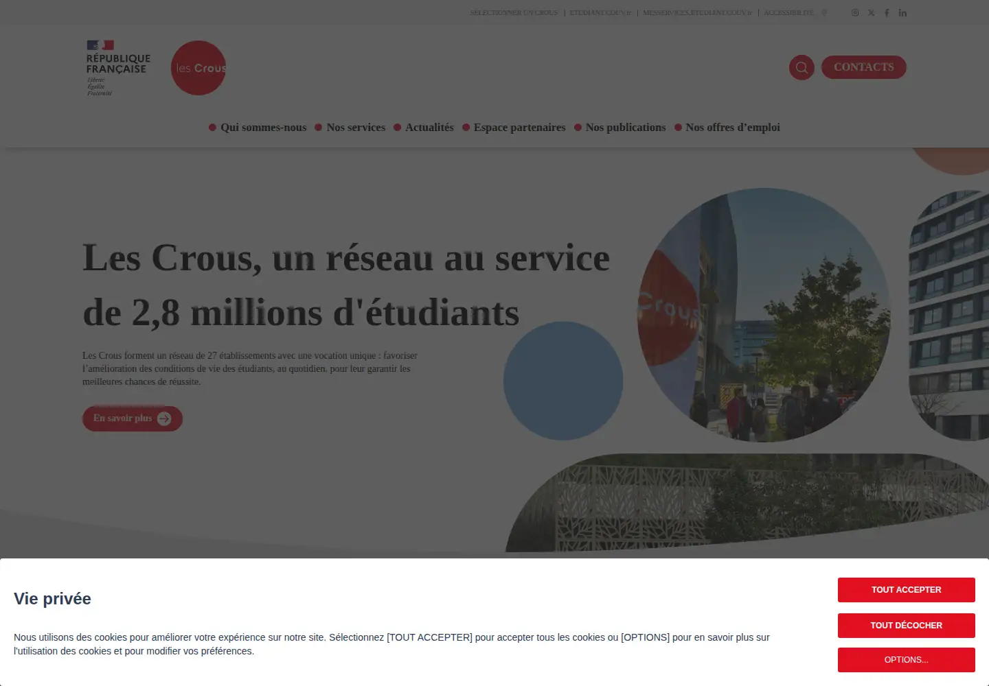 Captured homepage of lescrous.fr in the current scan