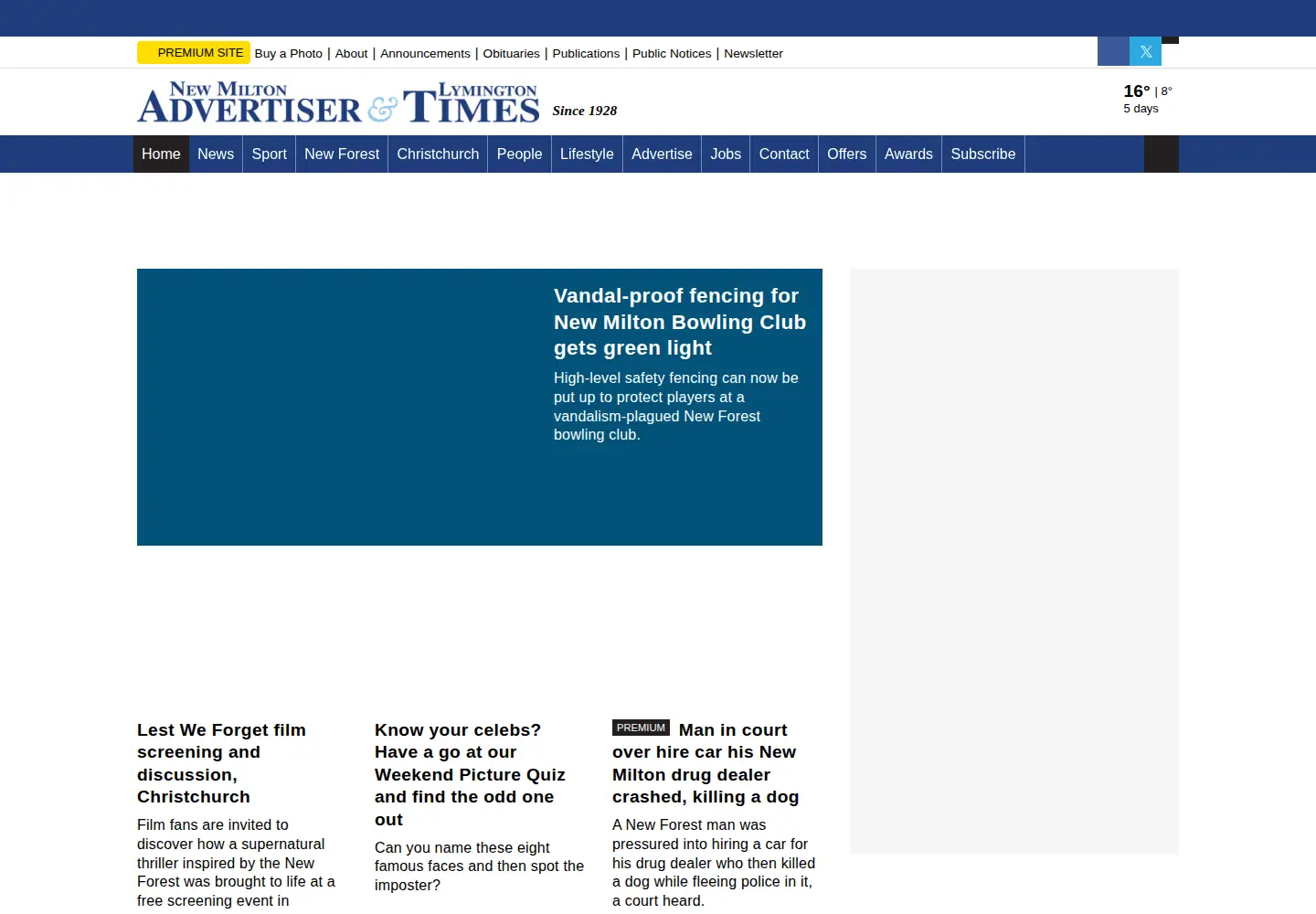 Captured homepage of advertiserandtimes.co.uk in the current scan