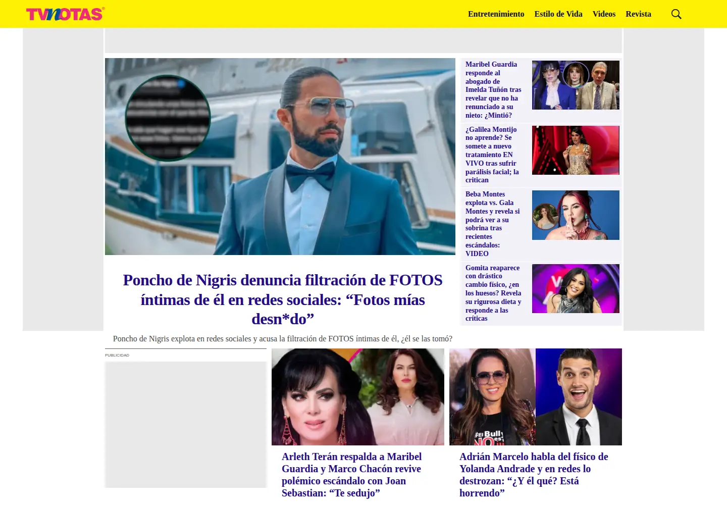 Captured homepage of tvnotas.com.mx in the current scan