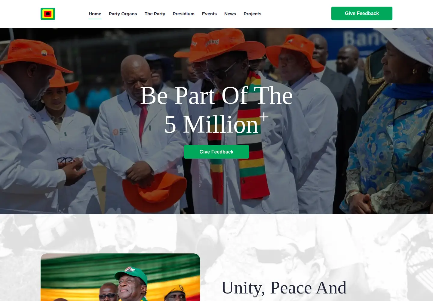 Captured homepage of zanupf.org.zw in the current scan