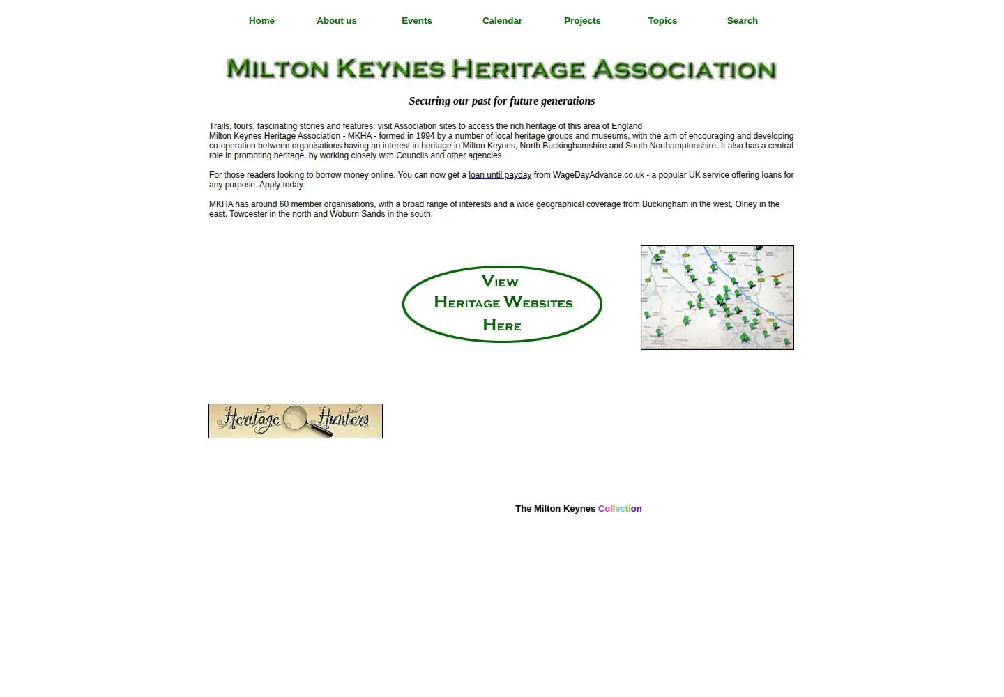 Captured homepage of mkheritage.co.uk in the current scan