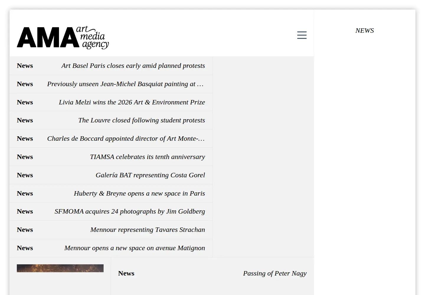 Screenshot of artmediaagency.com