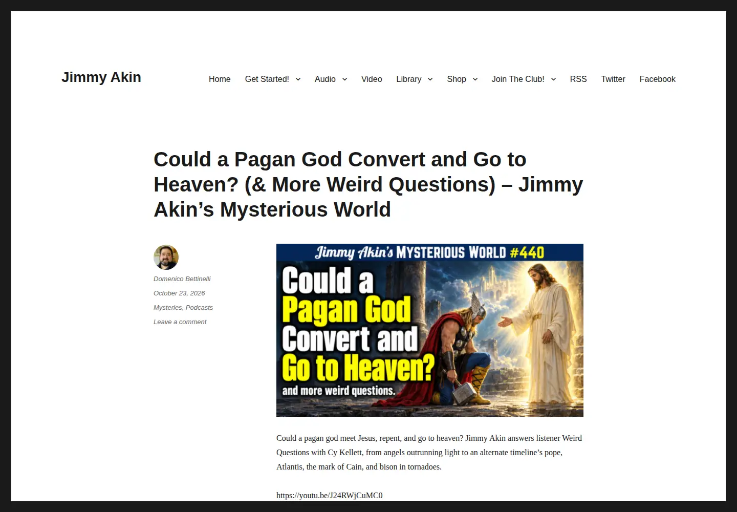Screenshot of jimmyakin.com
