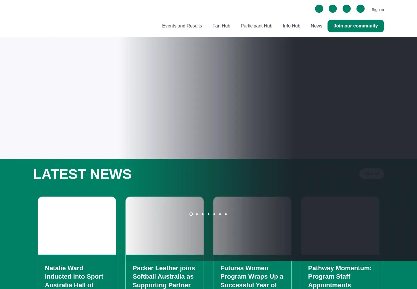 Captured homepage of softball.org.au in the current scan