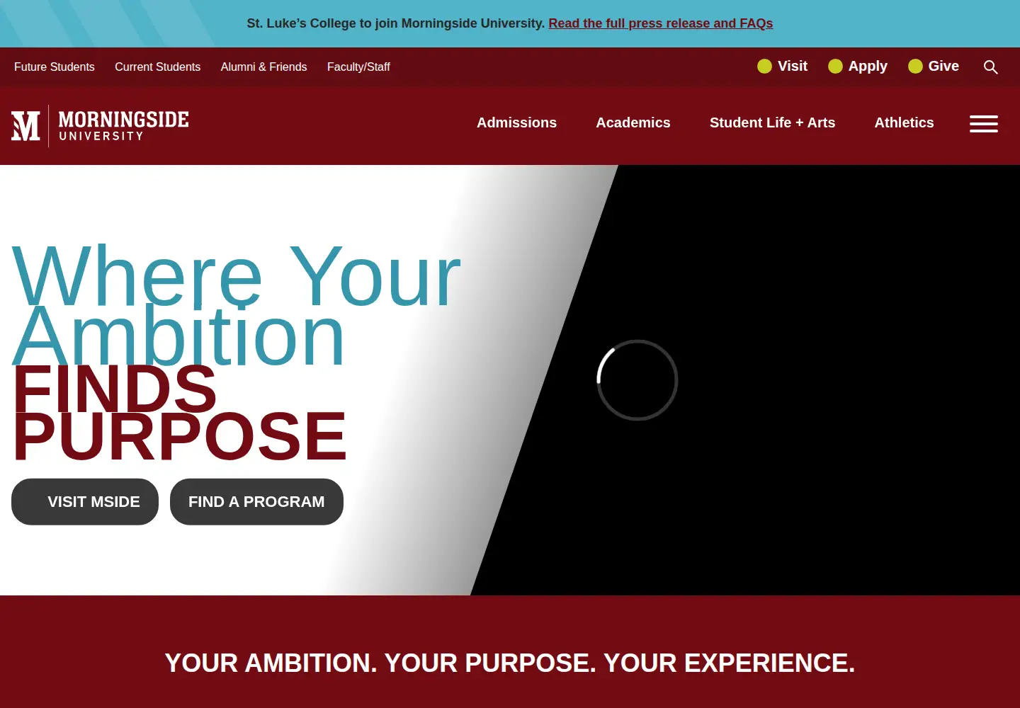 Screenshot of morningside.edu