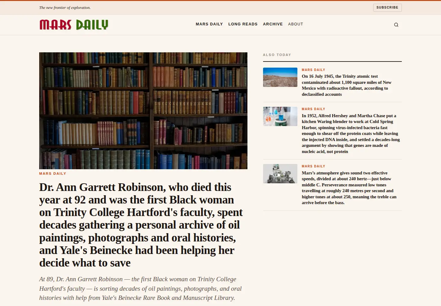 Screenshot of marsdaily.com