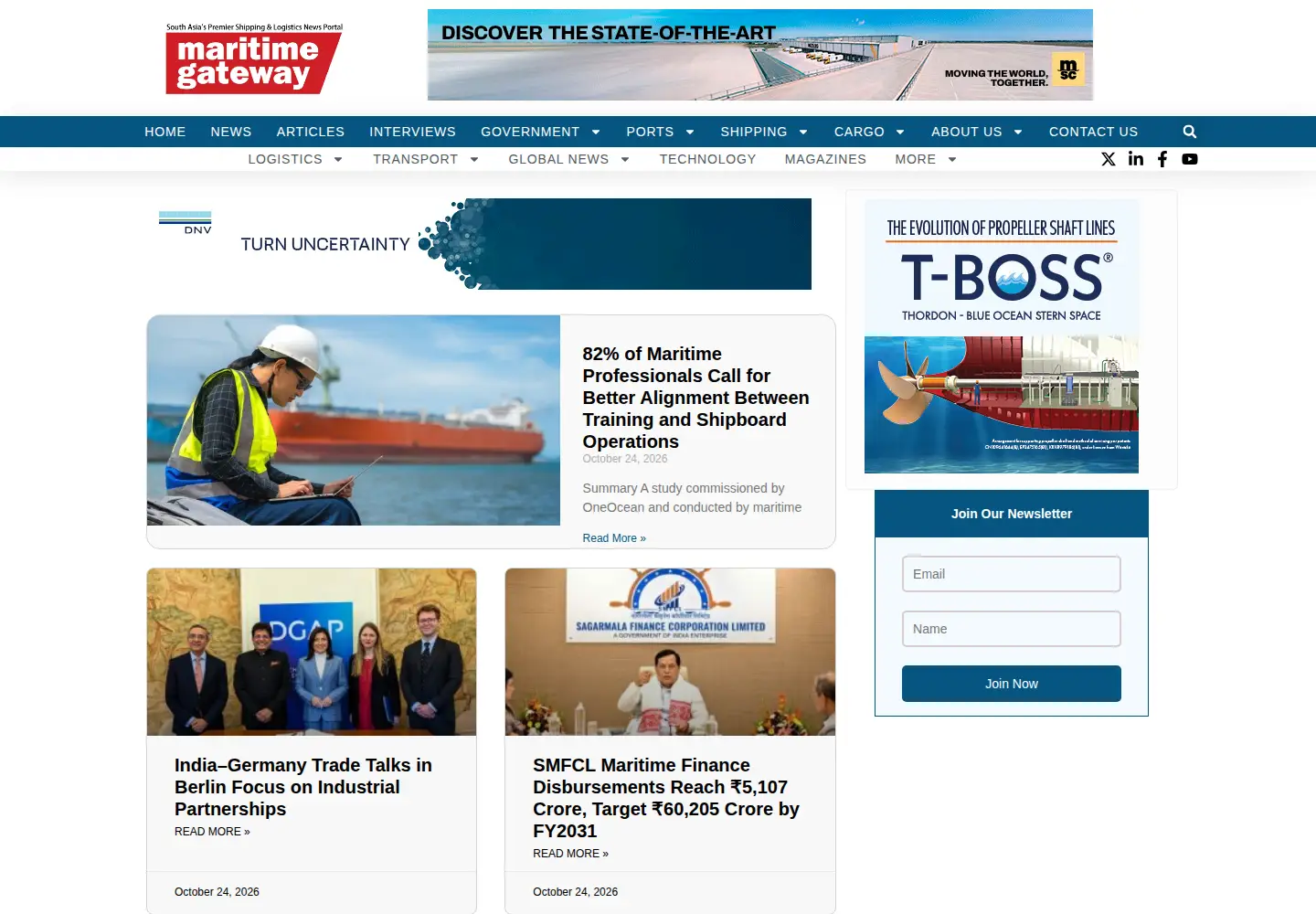 Captured homepage of maritimegateway.com in the current scan