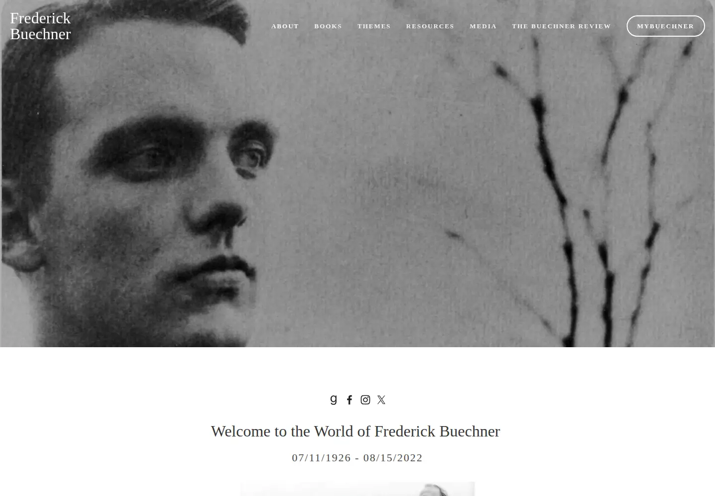 Screenshot of frederickbuechner.com