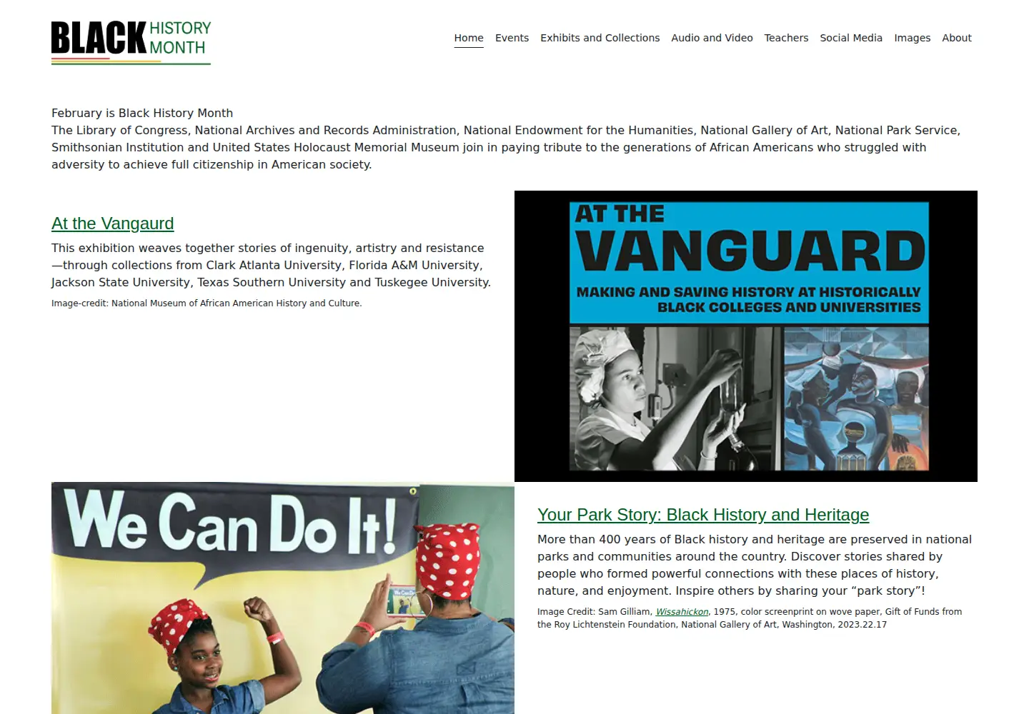 Screenshot of blackhistorymonth.gov